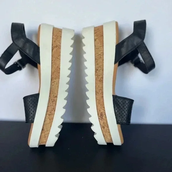 Piampiani Vera Pelle Ankle Strap Platform Sandals Black and White size 9 - Picture 11 of 13